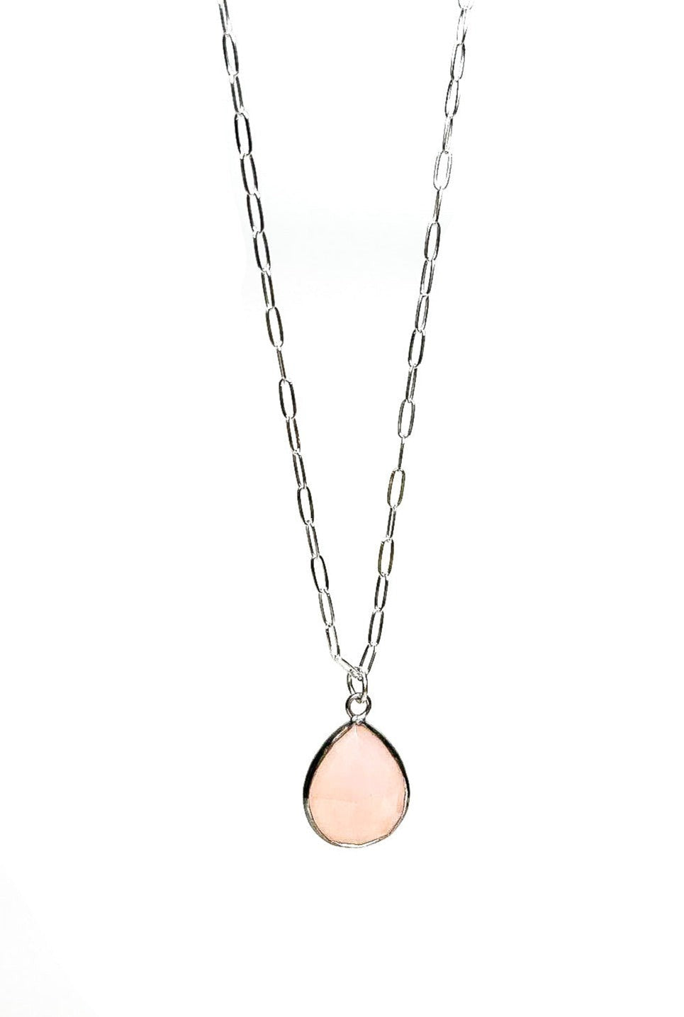 Pink Chalcedony Sterling Silver Necklace