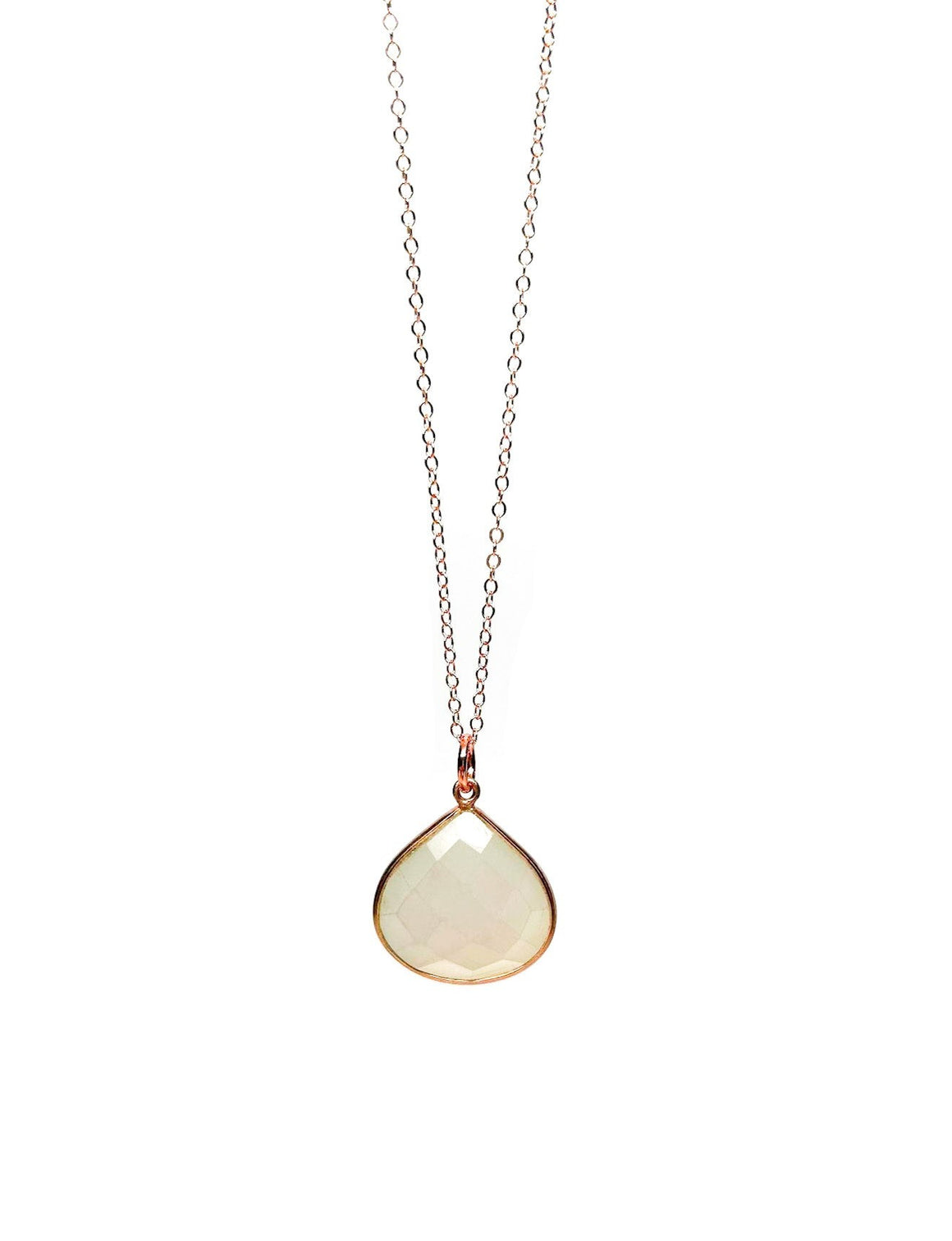 White Moonstone Heart Rose Gold Necklace