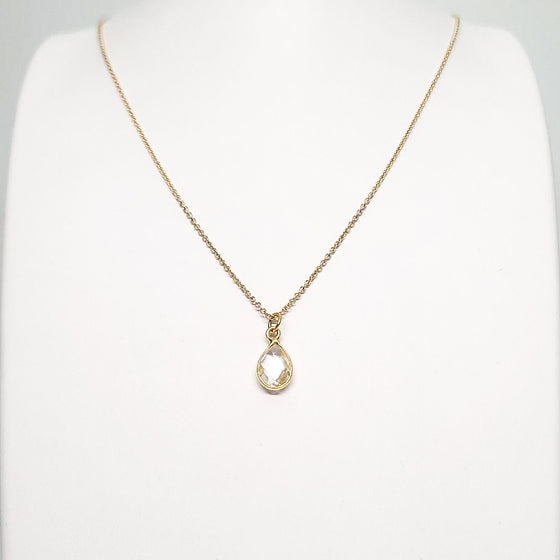 Crystal Quartz Pendant Gold Necklace